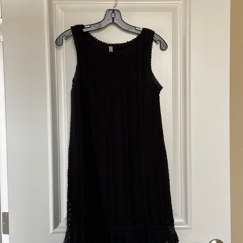 Bailey 44 Black Sleeveless Crochet A-line Dress, Size Small